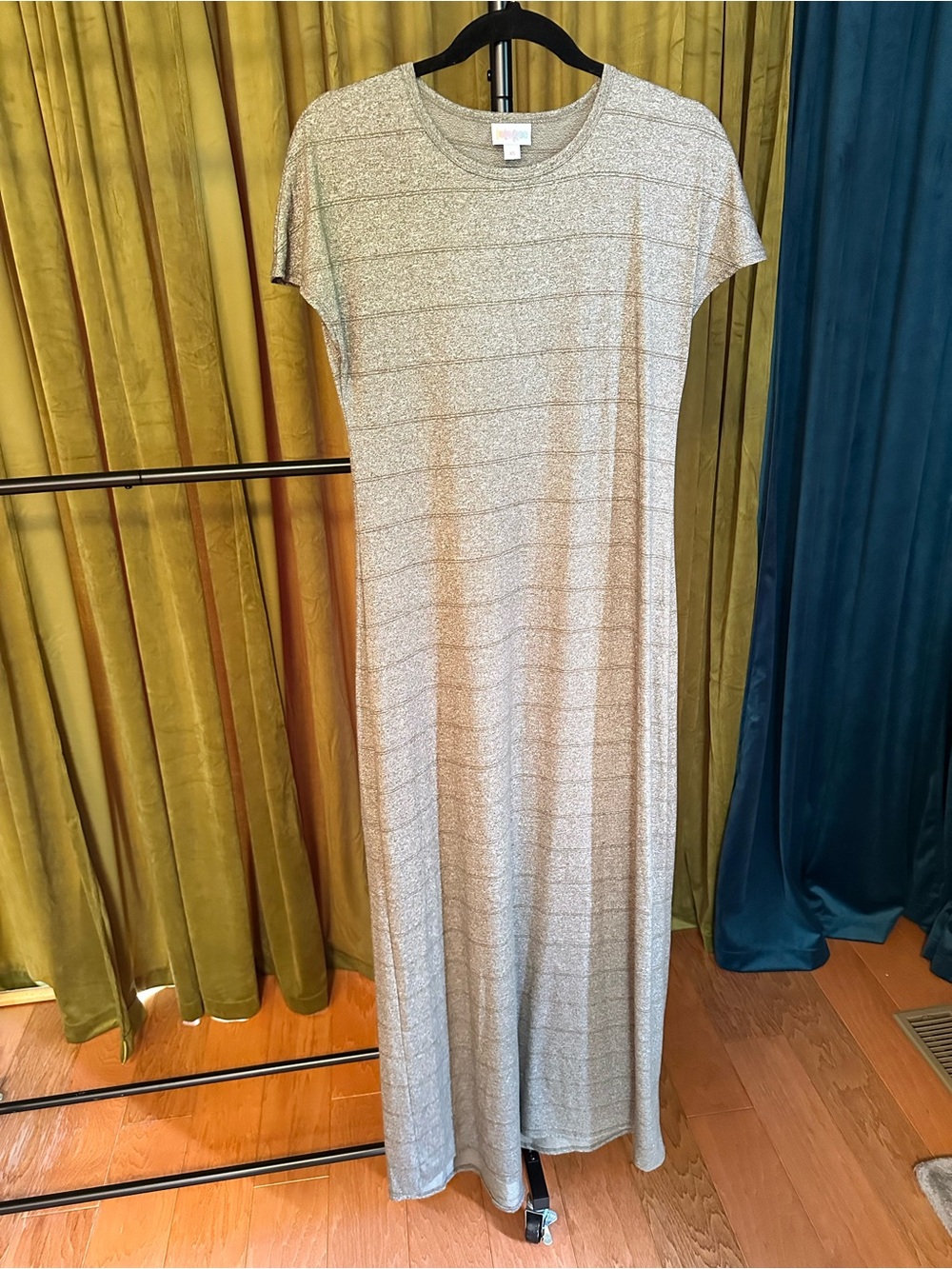 LuLaRoe Heathered Green Maxi Dress XS Short Sleeve Casual Stretch